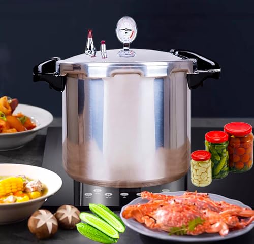 Image of High capacity pressure cookers with cooking rack 15 quart canning pressure cooker with gauge Explosion proof safety valve great for big canning jobs ompatible:induction,natural gas-open flame