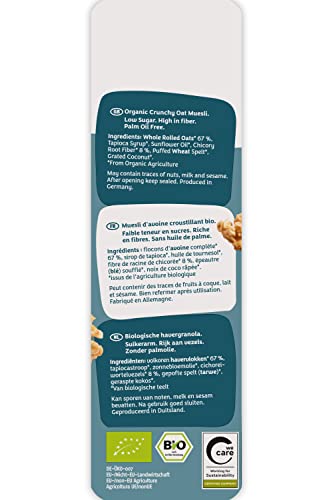 Barnhouse Krunchy Low Sugar Plain Grain, zuckerarmes Bio Hafer-Knuspermüsli aus Bayern, Basis-Sorte, 2 x 375g