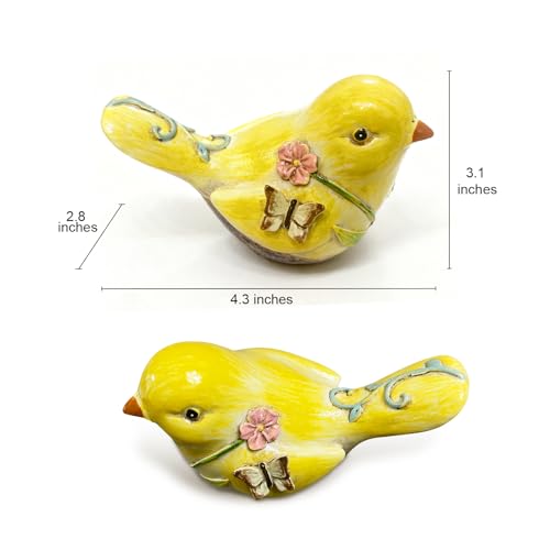 Figura Decorativa Pájaro Resina Amarilla 4.3 pulgadas miniatura 2