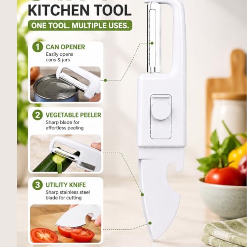 Image of TASMAX 2 in 1 Peeler Knife for Kitchen & Travel Essentials, Stainless Steel Peeling Knife with Protective Cover, Compact Knife with Peeler for Fruits & Vegetables (Multicolor)