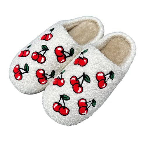 Image of Women's Men's Strawberry Slippers Cute Fruit Home Slippers Winter Fuzzy Memory Foam Fluffy Warm House Shoes