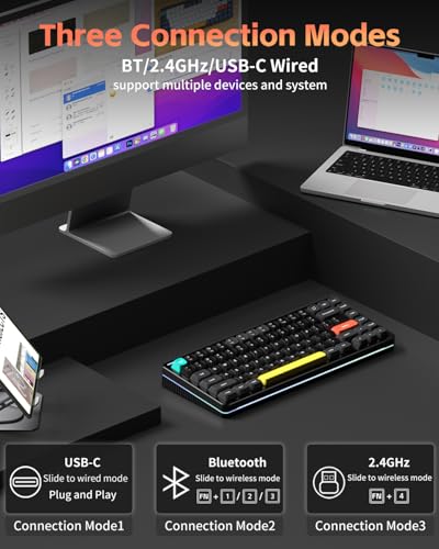 Image of NuPhy Halo V2 IO Wireless Mechanical Keyboard with PBT Keycaps,Hot Swappable Custom Gaming Keyboard,Aluminum Alloy Frame,RGB Backlit,Gasket Structure,BT5.0 /USB-C /2.4GHz Low Latency Office Keyboards