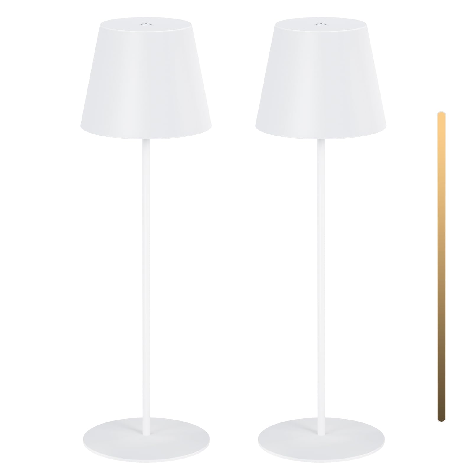 MALUX 2 pezzo Lampada da tavolo a LED senza fili con touch, ricaricabile per interni ed esterni, 3 temperature di colore senza livelli continui, funzione timer, lampada a batteria per esterni