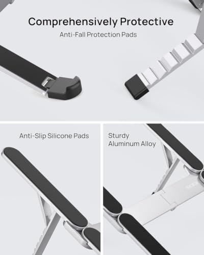 Image of TARKAN Portable Pocket Aluminium Laptop Stand Fits Upto 15.6 Inch (Silver)
