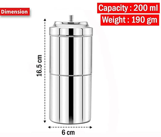 Image of Missippi 200 ml Stainless Steel South Indian Filter Coffee Maker /Drip Coffee maker- 200 ml capacity (3-4 cups)