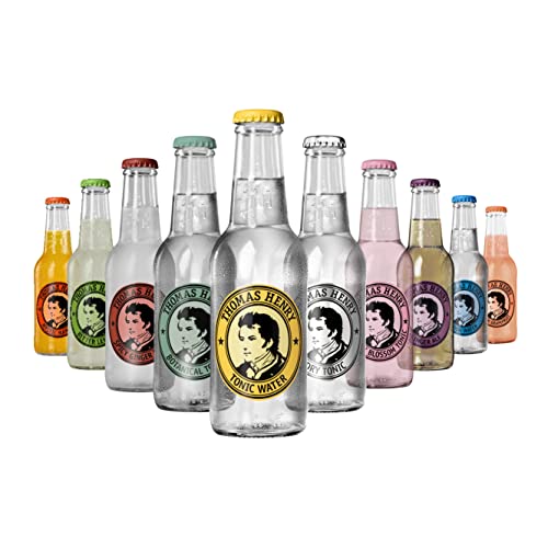 Thomas Henry Juego de 10 variedades para probar: Tonic Water, Dry Tonic, Botanical Tonic, Cherry Blossom Tonic, Spicy Ginger Beer, Ginger Ale, Bitter Lemon, Soda Water, Místico Mango & Pink pomelo.