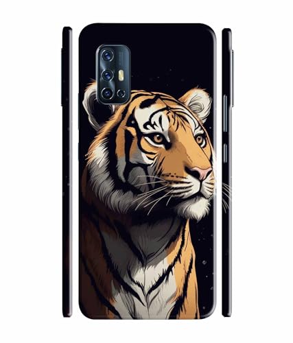Image of Tiger Faces Animal Printed Hard Back Case Cover & Compatible for Vivo V17 (Multicolor) - D1807