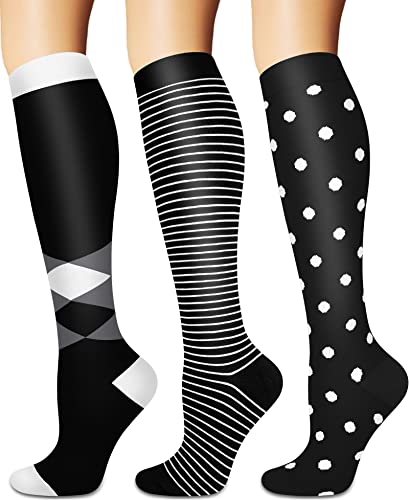 Image of Sooverki Compression Socks for Women and Men Circulation (3 /4 Pairs) is Best Support for Running Athletic Cycling Hiking