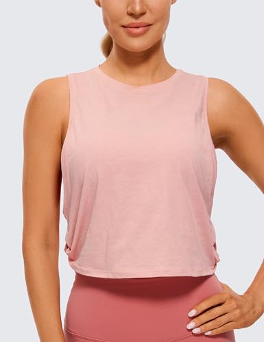 Image of CRZ YOGA Pima Cotton Large Armhole Tank Tops for Women - Workout Sport Athletic Yoga Running Gym Loose Crop Sleeveless Shirts