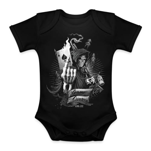 Unibly Cartes Game Over - Tête de mort 3D - Costume d'Halloween - Body pour bébé, Noir , 12 mois