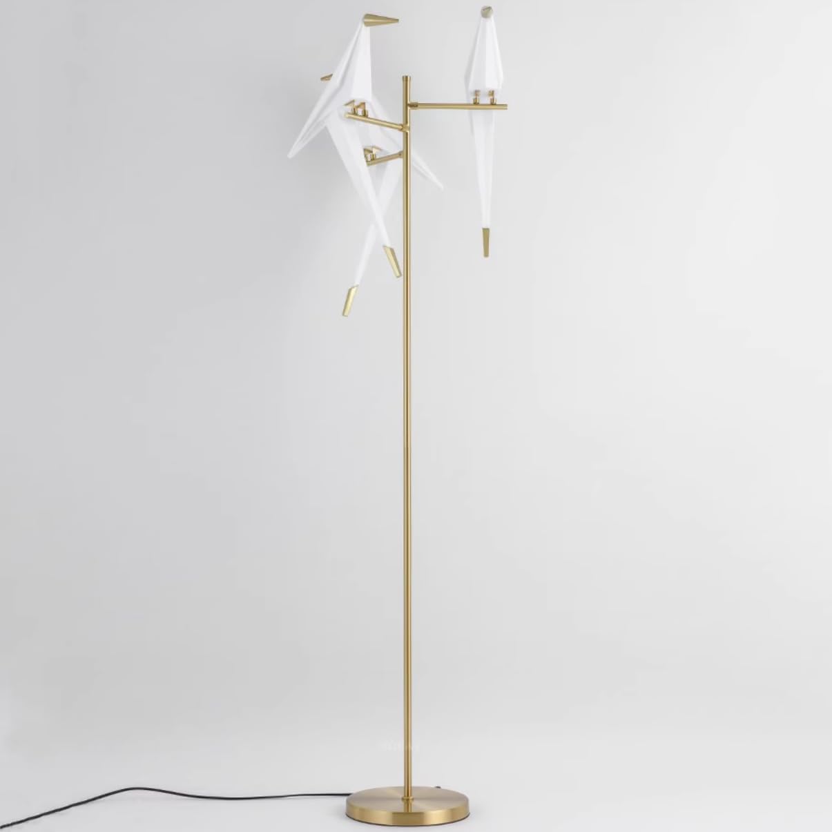 Modern Gold Floor Lamp Creative Crane Bird Standing Floor Lamp Tall Unique Lamps Metal Standing Light 2 Vivid Birds Shade Art Deco Floor Lamps for Living Room Bedroom - Warm Light