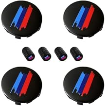 4PCS M 3 Color Wheel Center caps with Same Logo tire Valve caps Cover Original Vehicle Replacement 2.2in/56mm Center Wheel hub Rim Cover