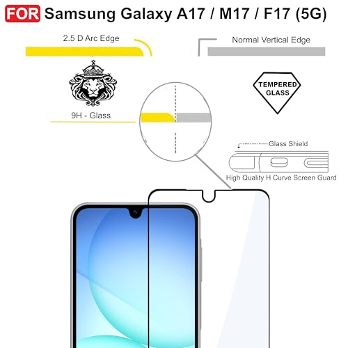 Image of CEDO Tempered Glass for Samsung Galaxy A17 / M17 / F17 (5G) | Screen Protector Full HD Quality Tempered Glass Anti-Scratch Edge to Edge Coverage with Easy Installation Kit (Black)
