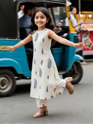 Image of Girls Kids Kurta Palazzo Set | Kids Kurta Salwar Suit Set | Ethnic Top & Palazzo Set for Kids Girls