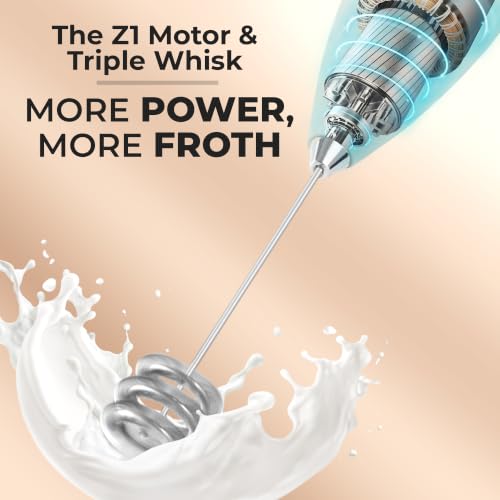 Image of Zulay Kitchen Powerful Milk Frother Wand With Duracell Batteries - Ultra Fast Handheld Drink Mixer - Electric Whisk Foam Maker for Coffee, Lattes, Cappuccino & Matcha - Triple Whisk - Pink Sunrise