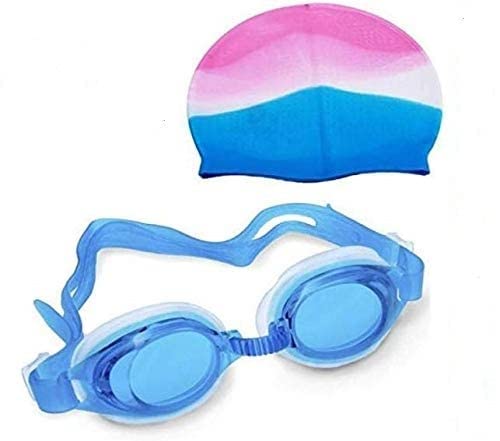 Deekam Swimming goggles combo kit set with multicoloured swim cap 100% silicone | Ideal for boys and girls ! Comfortable and skin friendly (B0C29D5487) Amazon Price History, Amazon Price Tracker
