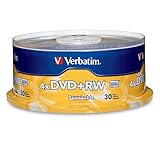 Verbatim DVD+RW 4.7GB 120Min Up to 4X Blank Discs Rewritable Up to 1000 times - 30pk Spindle