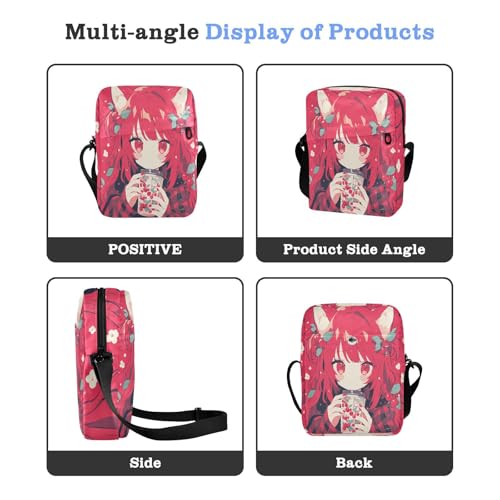 Sweet Cute Cherry Red Anime messenger bag cute Crossbody Bags For Women Womens Fashion Purses Adjustable Strap for Shopping Casual4