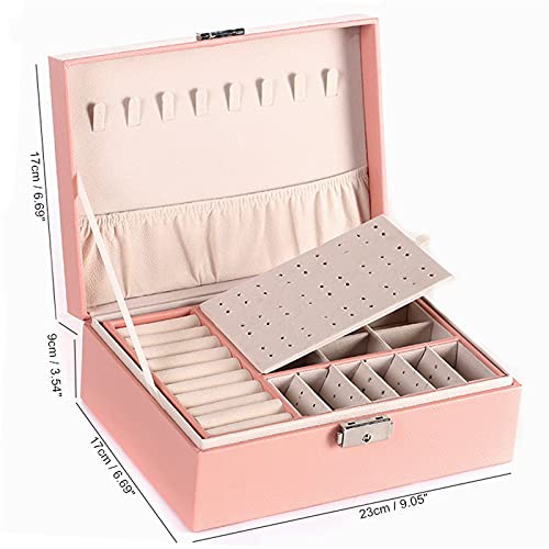 Boîte à bijoux avec compartiments modulables et double couche rose - 4