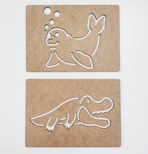 Image of Cliths 14-Piece Montessori Australian Animals Stencil Set - Ideal for Kids & Preschoolers, Hand Muscle Training, Drawing and Sketching