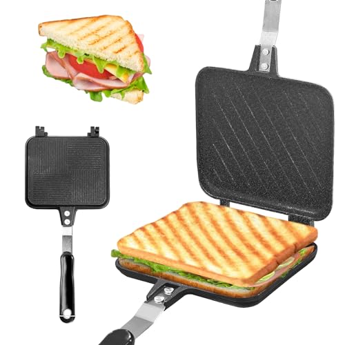 PCKOBEVER Toastie Maker Double Side,Non-Stick Toasted Sandwich Maker Baking Pan,Stovetop Toasted Maker with Heat-Resistant Handles, Stovetop Bread Frying Pan for Home Breakfast,Outdoor Camping