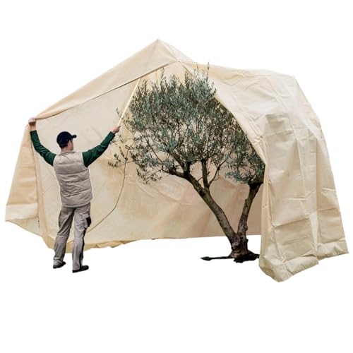 AFP Winterschutz Vlieshaube XXXL Mediterran EXTREM, beige, H: 340cm, Ø 250c, 140g/qm extrem stark, Kübelpflanzensack/Robuster Frostschutz Olive Palme/Kordel & Reißverschluss / 2 Jutesäckchen gratis