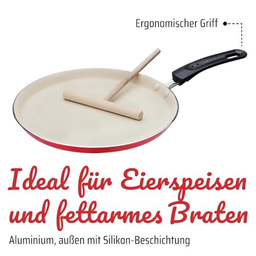 Foto von GSW 456715 Crêpes-Pfanne inkl. Teigverteiler, Aluminium, orange/creme - ⌀26 cm