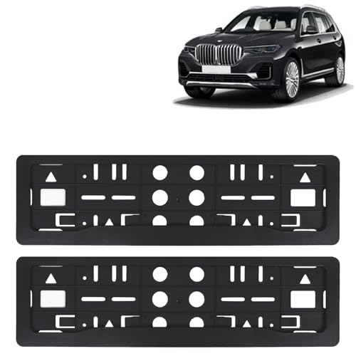 Image of KINGSWAY X7 Car Number Plate Frames for All 2019 Onwards Models of B-MM-W Car Registration Plate Holders, Black Licence Plate Covers (Front and Rear), Universal Size 51.5 x 14.5 cm