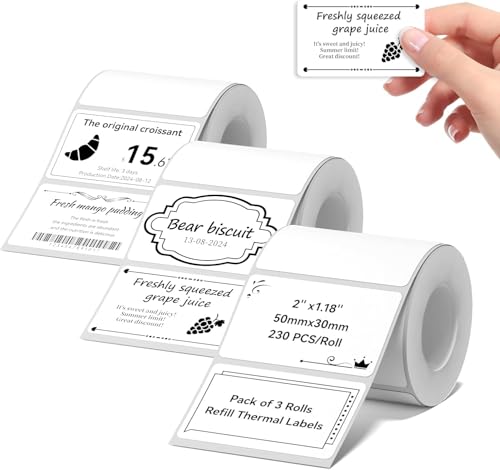 NIIMBOT Thermal Label Maker Paper 5030 mm 230 Labels/Roll White 3Packs for B1 B21 B31 B3S K3 Label Maker