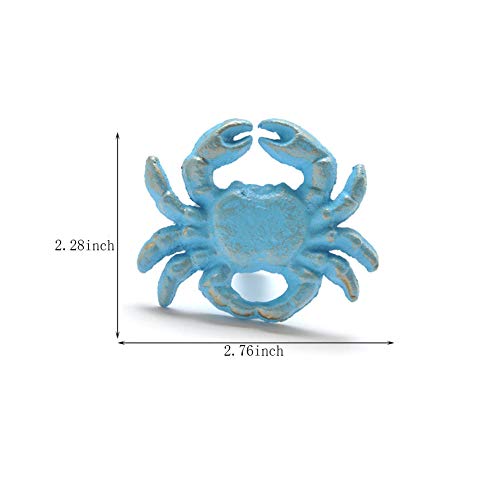 Brandname Laide Crab Cabinet Pull Knobs Cast Iron Retro Sea Theme Decorative Closet Drawer Cupboard Furniture Single Hole Handles 4 Pieces (Blue) #TOP1