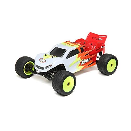 Losi 1/18 Mini-T 2.0 2 Wheel Drive Stadium RC Truck Brushed Ready to Run Battery Receiver Charger and Transmitter Included Red/White LOS01015T1