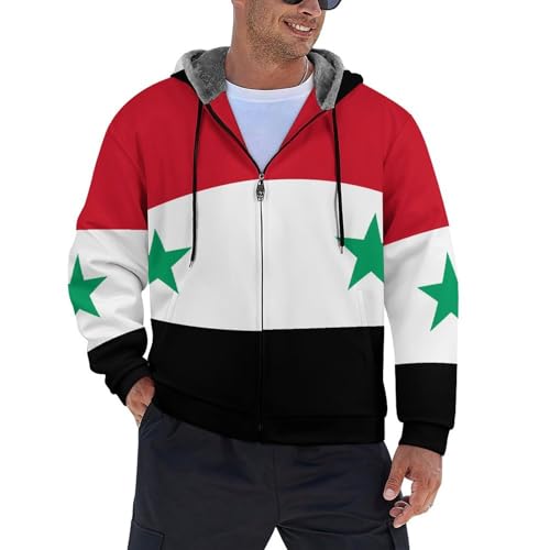 Hoodie zippé impression 3D drapeau Syrie avec doublure polaire chaude