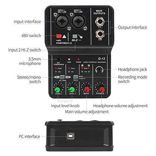 Xtuga Usb Audio Interface+48V Phantom Power With 3.55M Microphone Jack,2I2 Audio Interface For Recording Podcasting And Streaming Ultra-Low Latency Plug&Play Noise-Free Xlr Audio Interface #TOP5