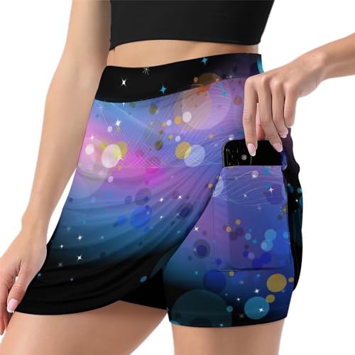 Skort de sport femme moucheté coloré pour courir sans frottement avec poche de rangement intégrée