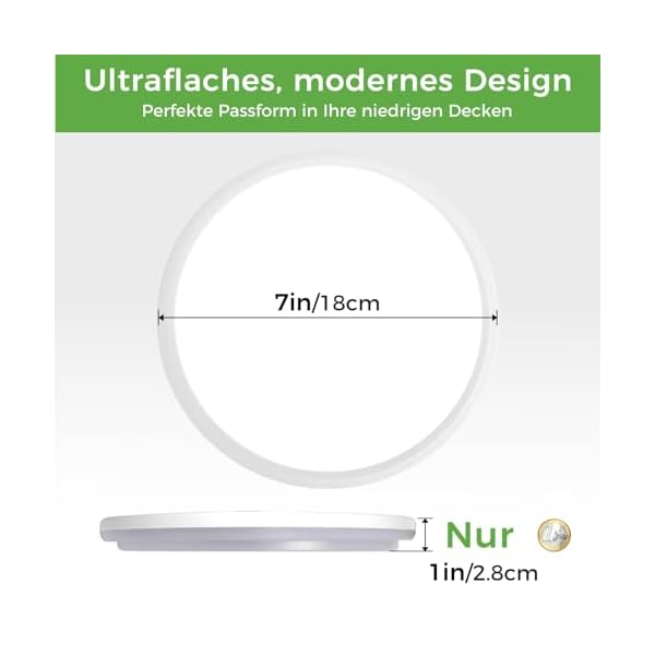 zemty LED Deckenlampe mit Bewegungsmelder Innen, Warmweiß/Neutralweiß/Kaltweiß Lampe – Bild 6
