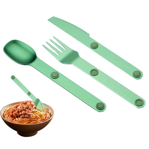 Tyinerc Set D'Ustensiles De Camping | 3 Pièces Cuillère Fourchette Couteau Magnétiques,Set Combiné Cuillère Et Fourchette,Pour Voyage Hommes Extérieur Randonnée Camping Pique-Nique
