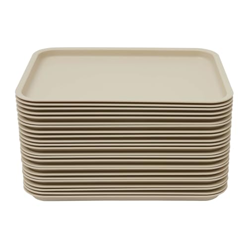 Fast Food - Bandeja de plástico (24 unidades, antideslizante, rectangular, 36 x 27 x 2 cm, para restaurantes rápidos, cantinas, cafeterías (caqui)