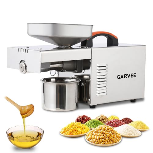 Garvee 900W Oil Press Machine, Automatic Cold& Hot Electric Oil Press Extractor, 340 Food Stainless Steel, Ideal for Pressing Peanut, Sesame Seeds, Wa