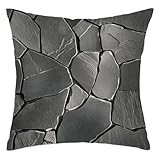 Black Tiles Stone Crackle Copricuscino Elegante Copricuscini Lavabili Fodere Cuscino per Camera da Letto Balcone Terrazza 45X45Cm