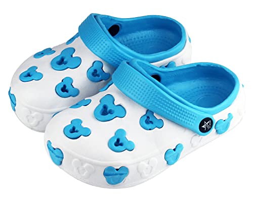 FUREINSTORE Zuecos para Niños, Mules Sandalias de Playa Respirable Antideslizante Piscina Jardín Zapatos Niños Unisex (Azul+Blanco, Numeric_29)