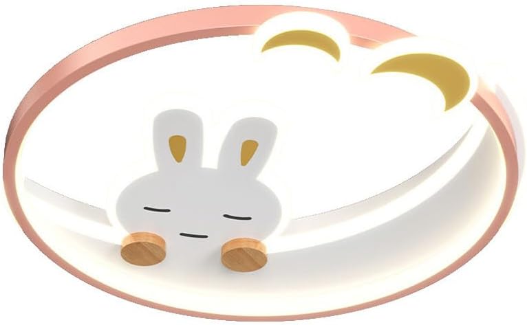 Modern LED Ceiling Light Fixture, Dimmable Rabbit Flush Mount Acrylic Lights with Remote Control, Creative Cartoon Lamp for Boy Girl Room Bedroom Living Baby