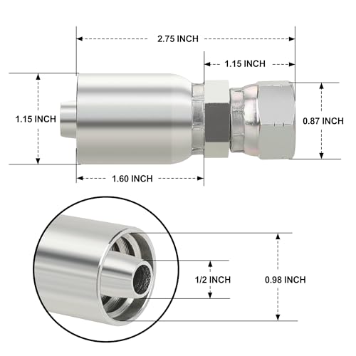 ANCIMOON 1/2’’ ID Hose x 1/2’’ JIC 37 Degree Flare Swivel Hydraulic Hose Fittings End, 10PCS Set for Single Wire Hydraulic Hose