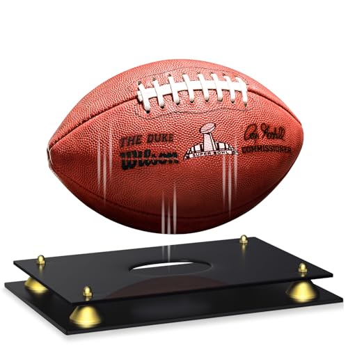 Image of KKU Acrylic Football Display Case - Clear Double Tier Black Stand for Signed Autographed Football Display