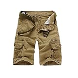 Erston Men's Lightweight Multi Pocket Casual Outdoor Twill Cargo Shorts with Zipper Pockets with 8 P
