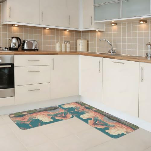 Alfombrillas de cocina antideslizantes Lonely Little Animals, juego protector de suelo para hogar 6