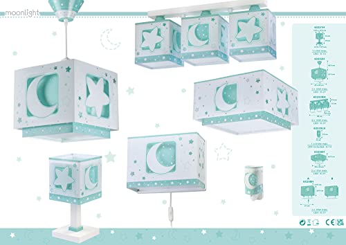 Dalber Luna Lampada a sospensione con motivo stelle, Verde, led no incluida, plastica - Image 7