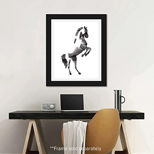Watercolor Horse Poster - Black And White Horse Wall Art - Horse Painting Cowgirl Room Decor - Great Horse Decor For Girls Room Or Horse Gifts - Heartland Stuff Or Barrel Racing Wall Decor - Horse Pictures Wall Decor - Equine Gifts For Horse Lovers Horse Room Decor For Girls - Cowgirl Poster Large 11X14 Unframed #TOP3