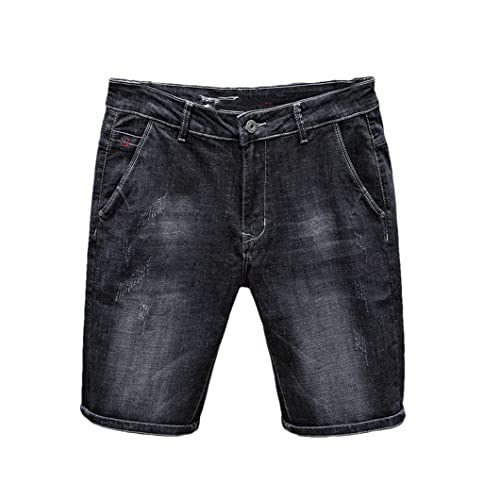 Short d'été en jean noir pour homme éliminant l'inconfort de taille