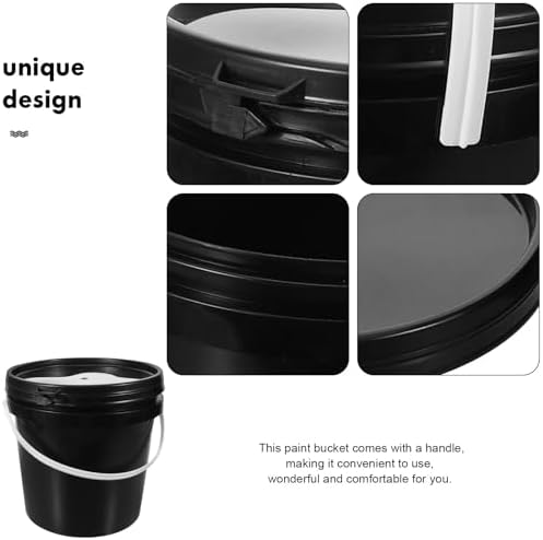 Beavorty Plastic Paint Bucket with Handle and Lid, Black 2L/0.5 Gallon Container for Paint Storage and Portable — view 6