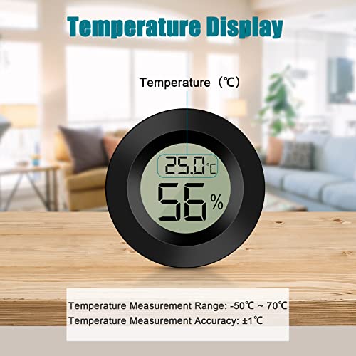 EEEKit 3 Pack LCD Digital Hygrometer Thermometer, Indoor Outdoor Feuchtigkeitsmesser, Luftfeuchtigkeitsmessgerät,Temperaturanzeige für Gewächshaus Keller Babyzimmer, Schwarz Rund